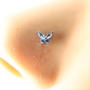 Baby Blue Butterfly Nose Piercing 20g Surgical Steel New